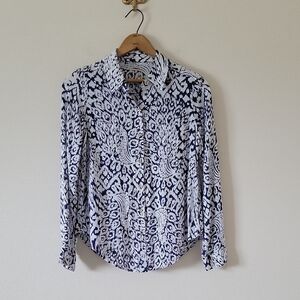 Lilly Pulitzer Sea View Peacock Long Sleeve Button Down Shirt Size XS